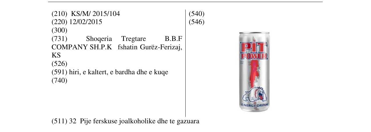 Zëri i markës PIT POWER në buletin