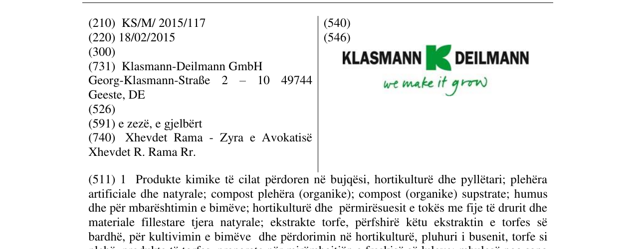 Zëri i markës KLASMANN K DEILMANN në buletin