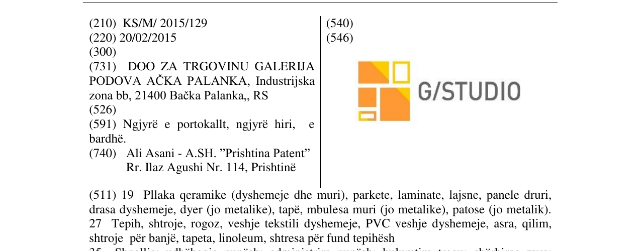 Zëri i markës G/STUDIO në buletin