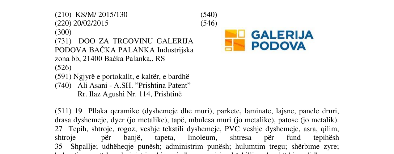 Zëri i markës GALERIJA PODOVKA në buletin