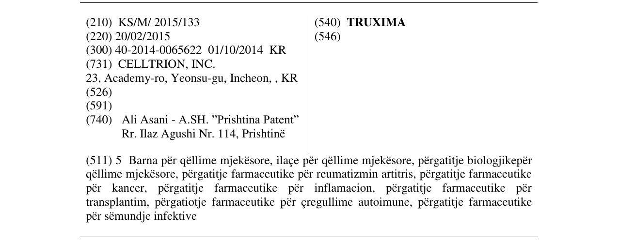 Zëri i markës TRUXIMA në buletin