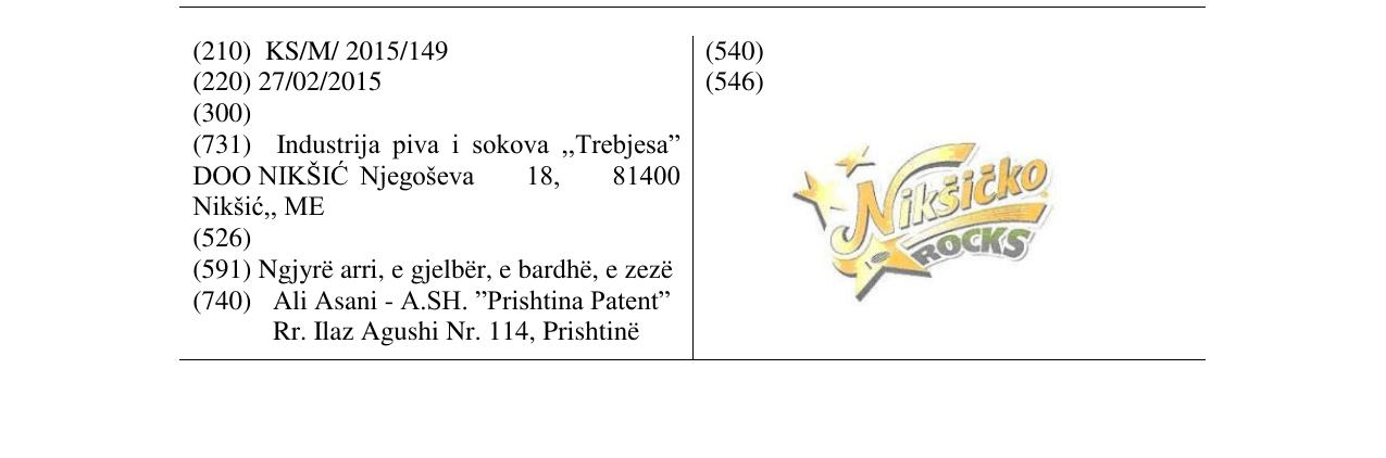 Zëri i markës Nikšičko ROCKS në buletin