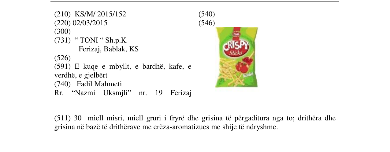 Zëri i markës CRISPY në buletin