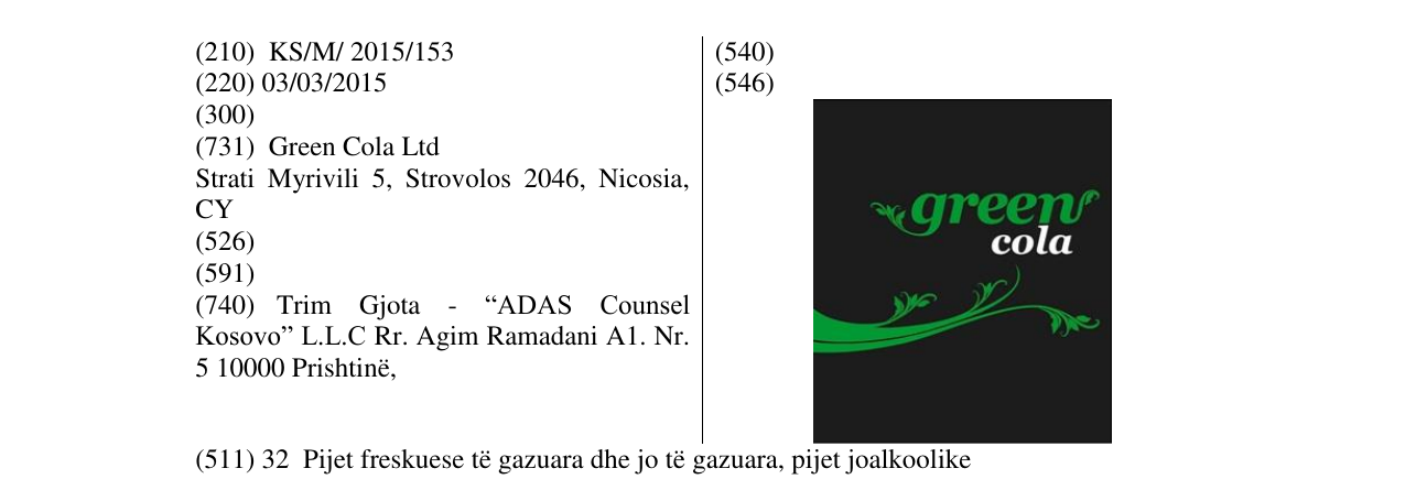 Zëri i markës green cola në buletin