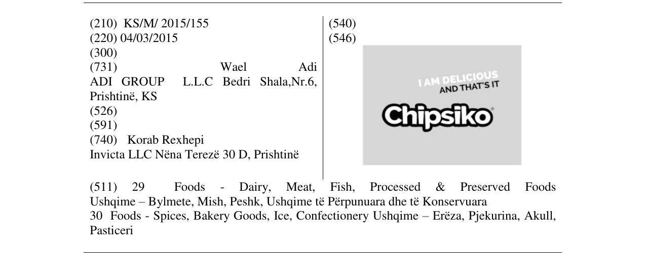 Zëri i markës Chipsiko në buletin