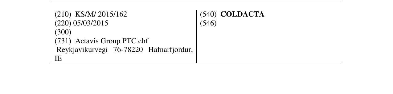 Zëri i markës COLDACTA në buletin