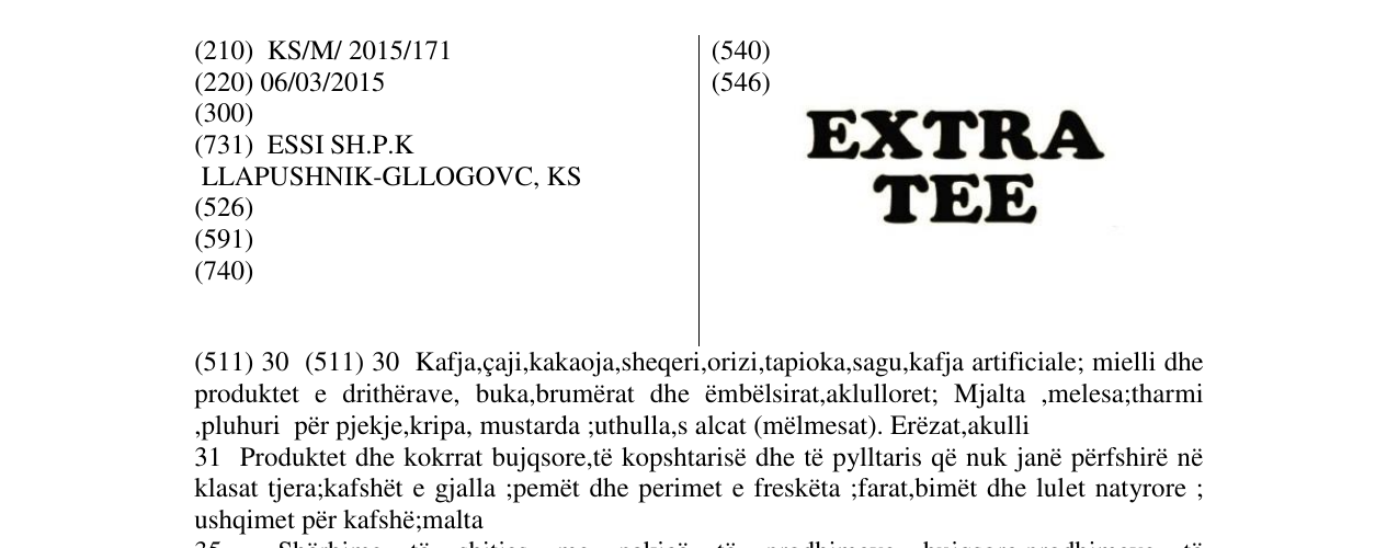 Zëri i markës EXTRA TEE në buletin