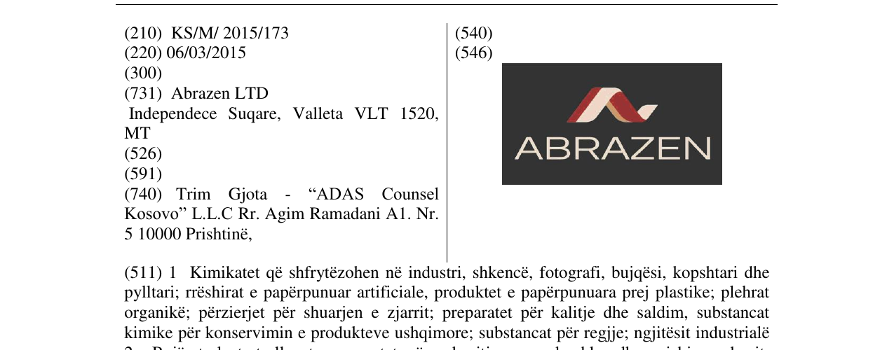 Zëri i markës ABRAZEN në buletin