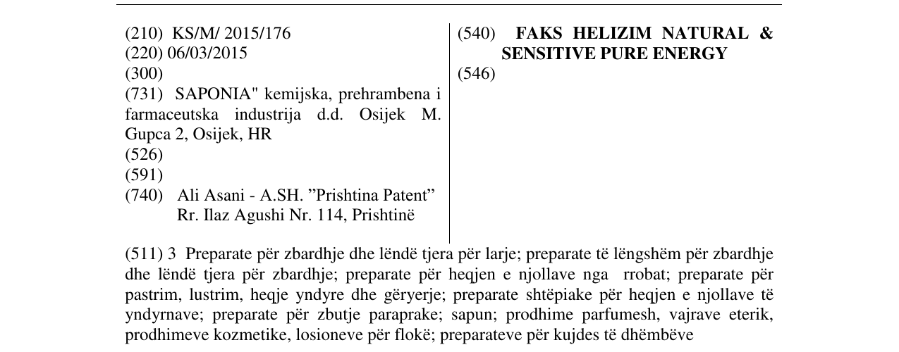 Zëri i markës FAKS HELIZIM NATURAL & SENSITIVE PURE ENERGY në buletin