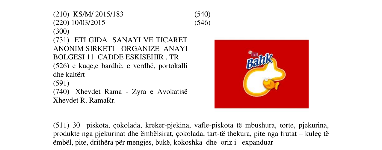 Zëri i markës Balik Eti në buletin