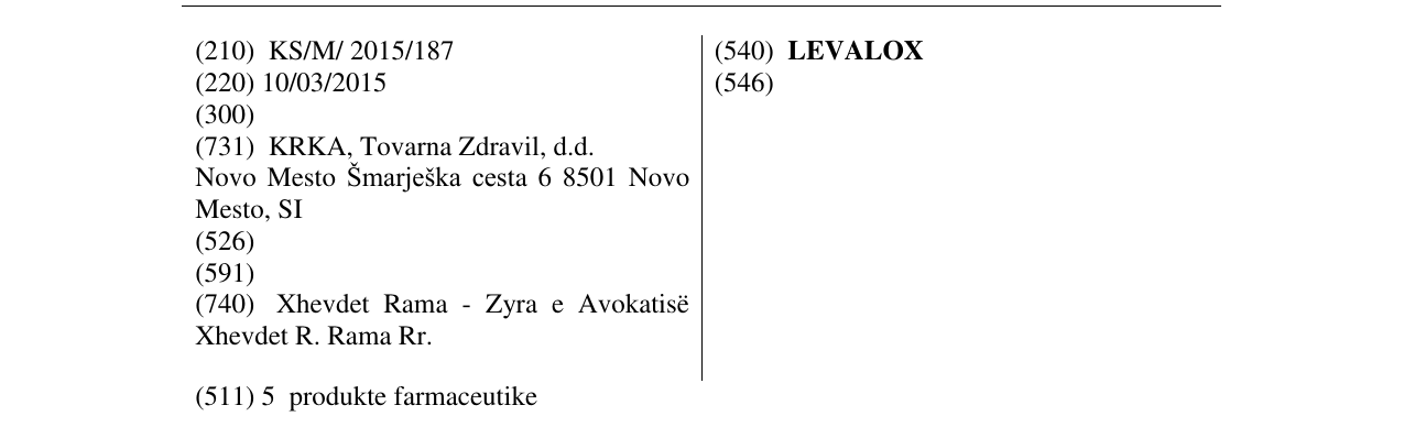 Zëri i markës LEVALOX në buletin