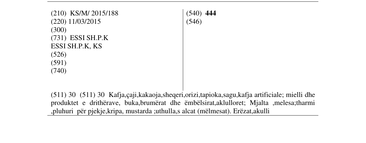 Zëri i markës 444 në buletin