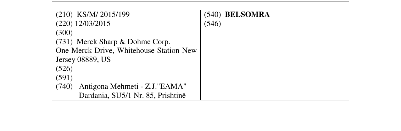 Zëri i markës BELSOMRA në buletin