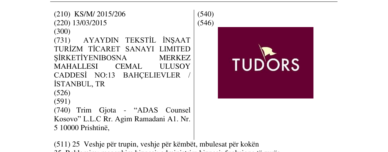 Zëri i markës TUDORS në buletin