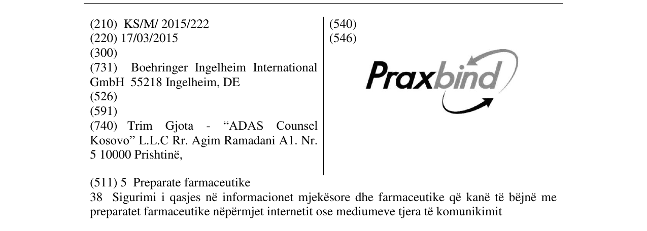 Zëri i markës Praxbind në buletin