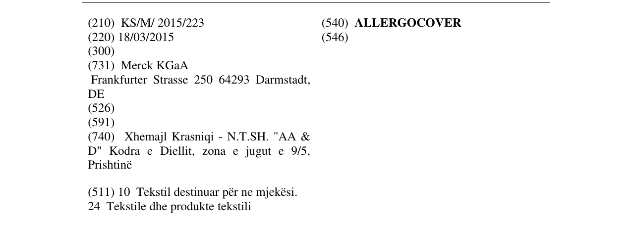 Zëri i markës ALLERGOCOVER në buletin