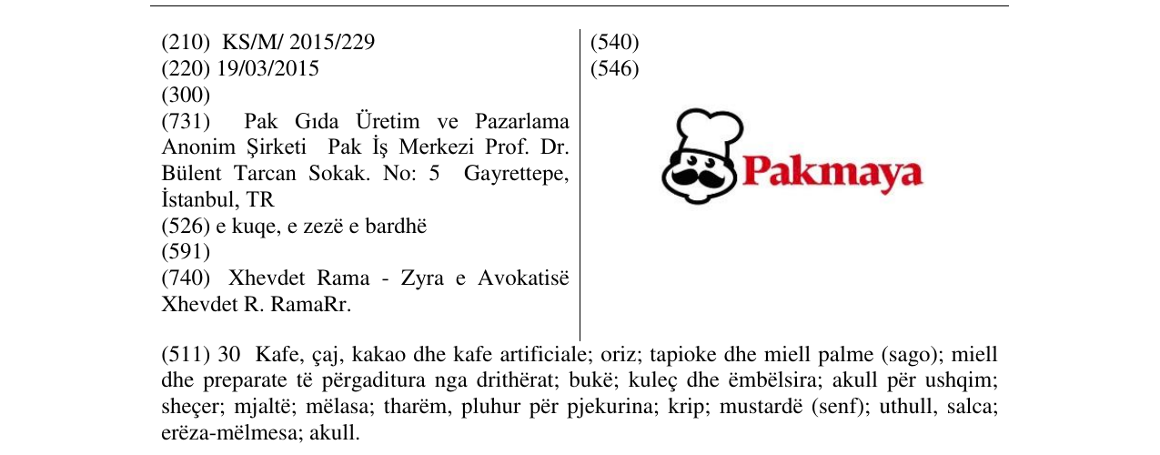 Zëri i markës Pakmaya në buletin