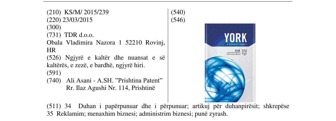 Zëri i markës YORK në buletin