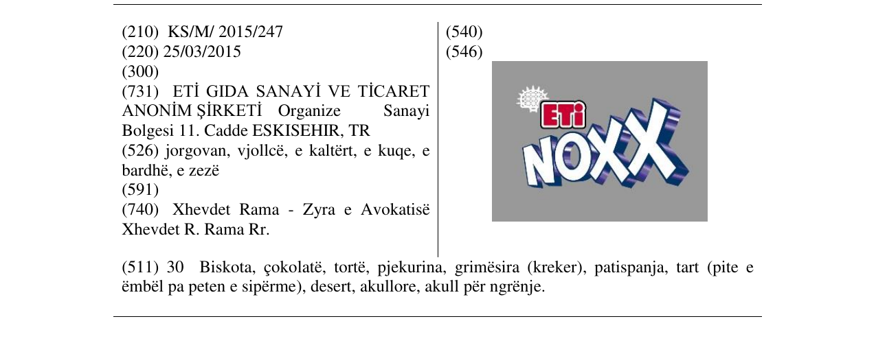 Zëri i markës ETI NOXX në buletin