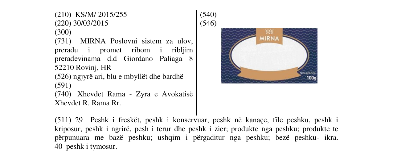 Zëri i markës MIRNA në buletin