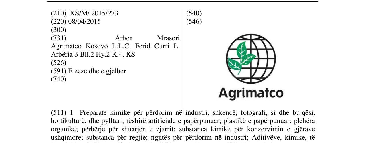 Zëri i markës Agrimatco në buletin