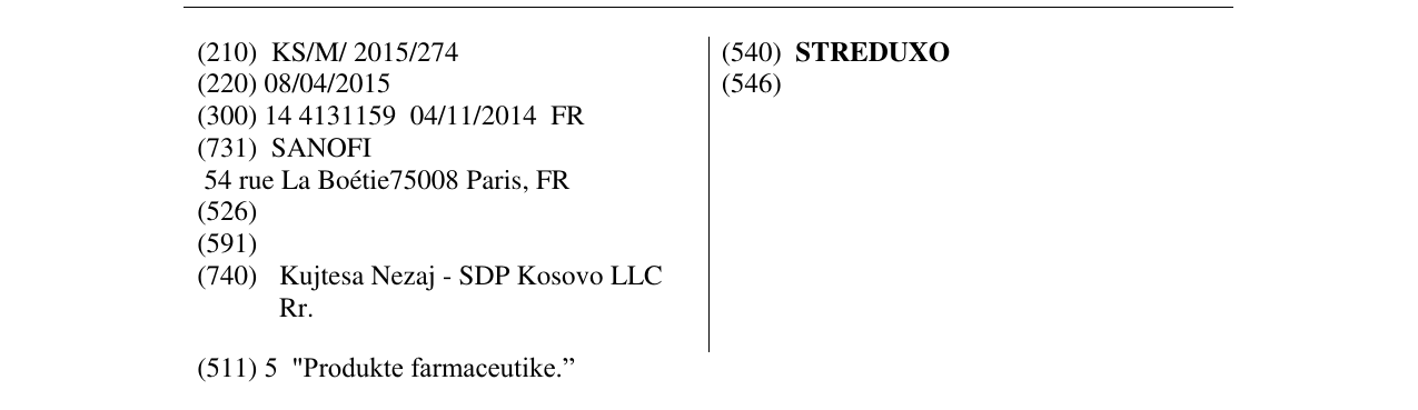 Zëri i markës STREDUXO në buletin