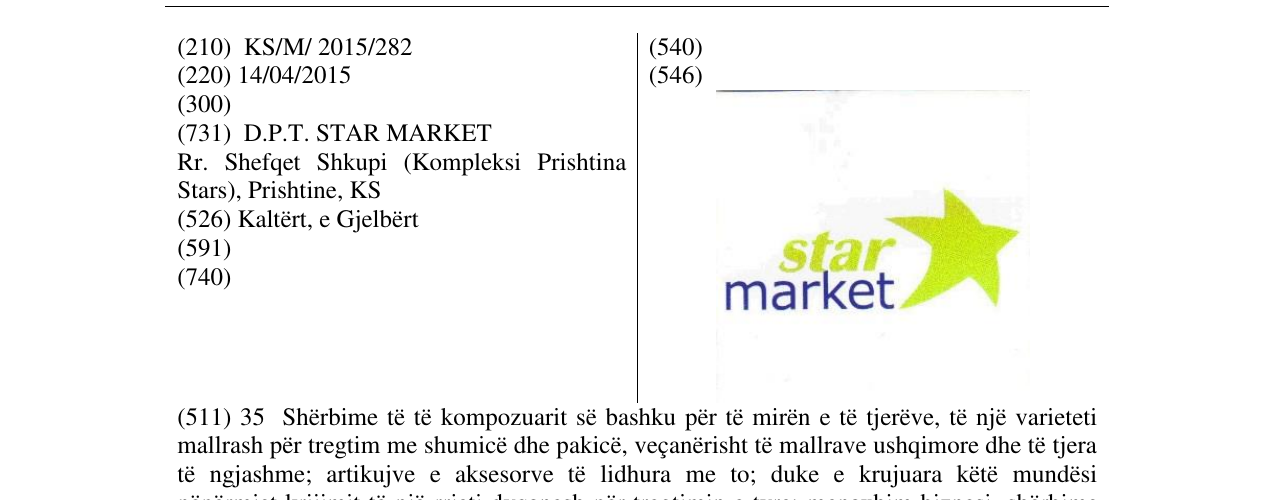 Zëri i markës star market në buletin