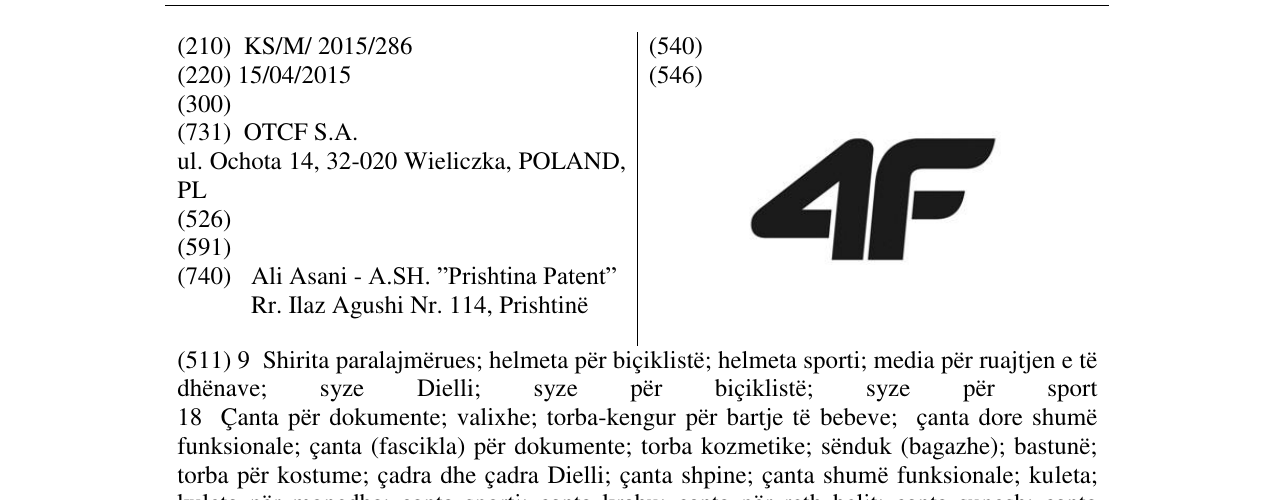 Zëri i markës 4F në buletin