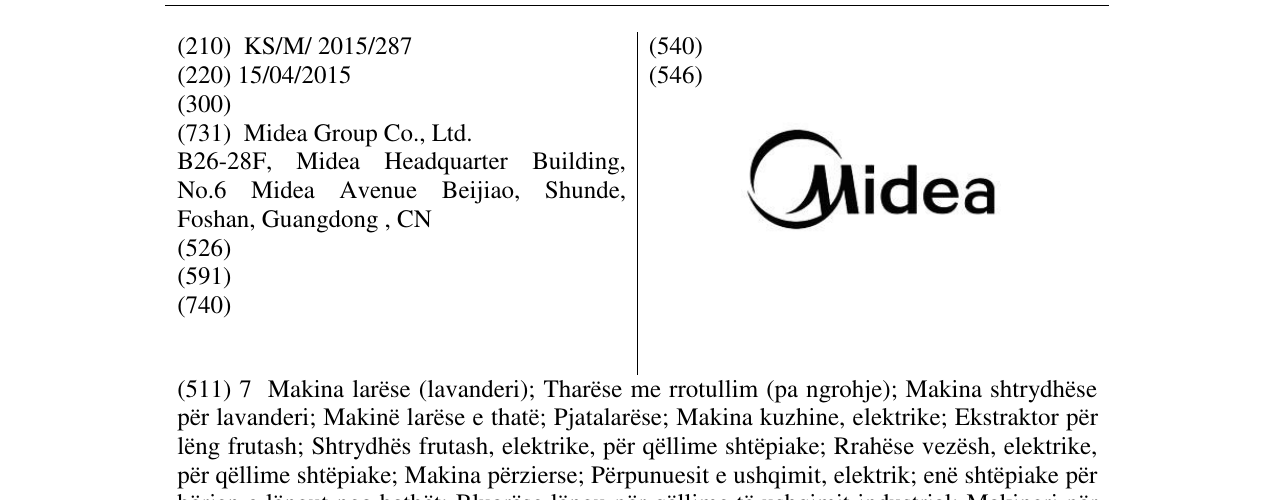 Zëri i markës Midea në buletin