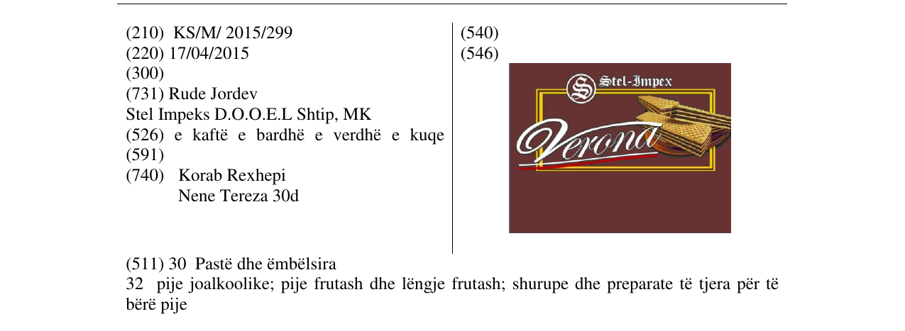 Zëri i markës Verona Stel - Impex në buletin