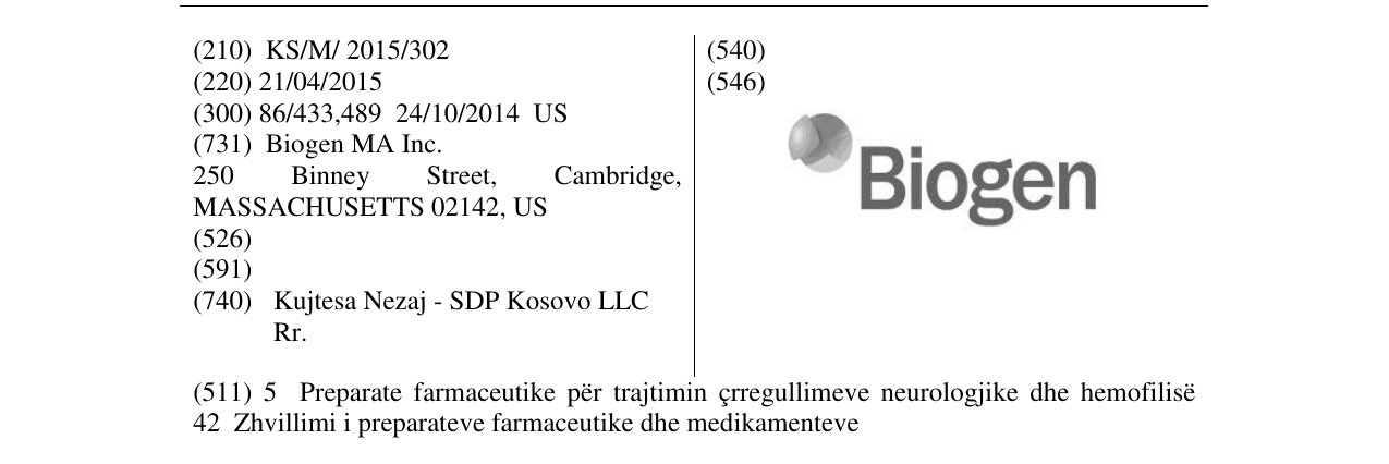 Zëri i markës Biogen në buletin