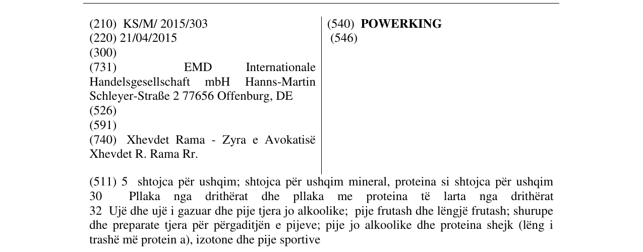 Zëri i markës POWERKING në buletin