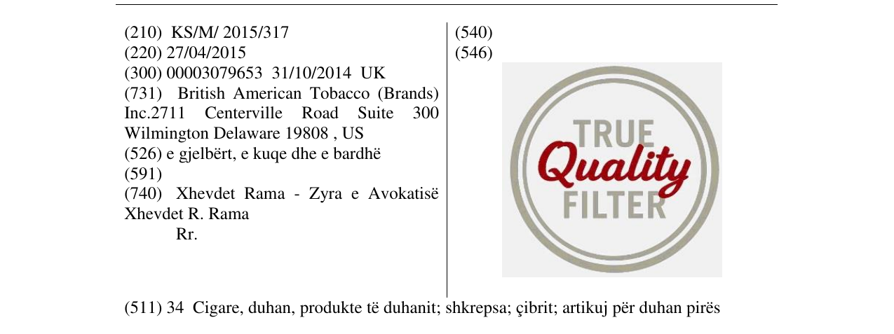 Zëri i markës TRUE Quality FILTER në buletin