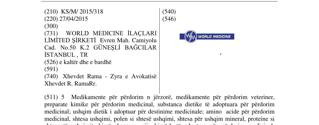 Zëri i markës WORLD MEDICINE në buletin