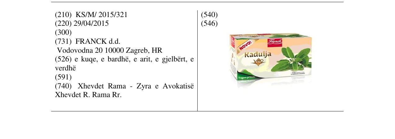 Zëri i markës Kadulja në buletin