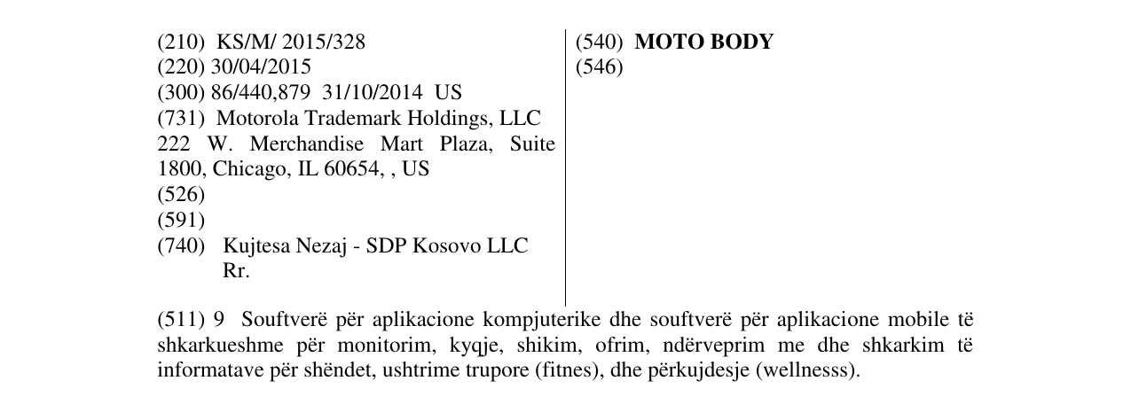 Zëri i markës MOTO BODY në buletin