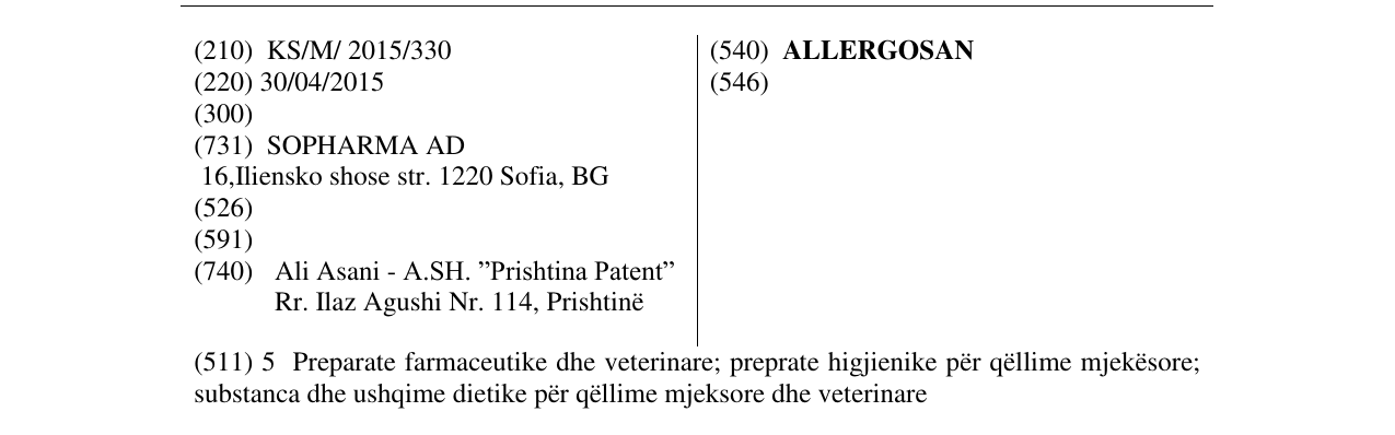 Zëri i markës ALLERGOSAN në buletin