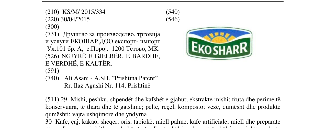 Zëri i markës EKOSHARR në buletin