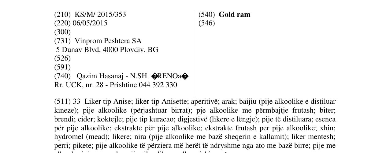 Zëri i markës Gold ram në buletin