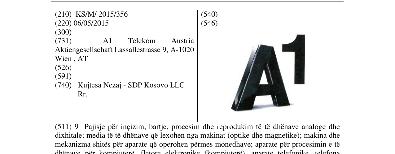 Zëri i markës A1 në buletin