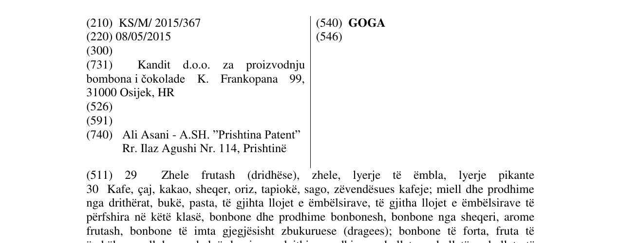 Zëri i markës GOGA në buletin