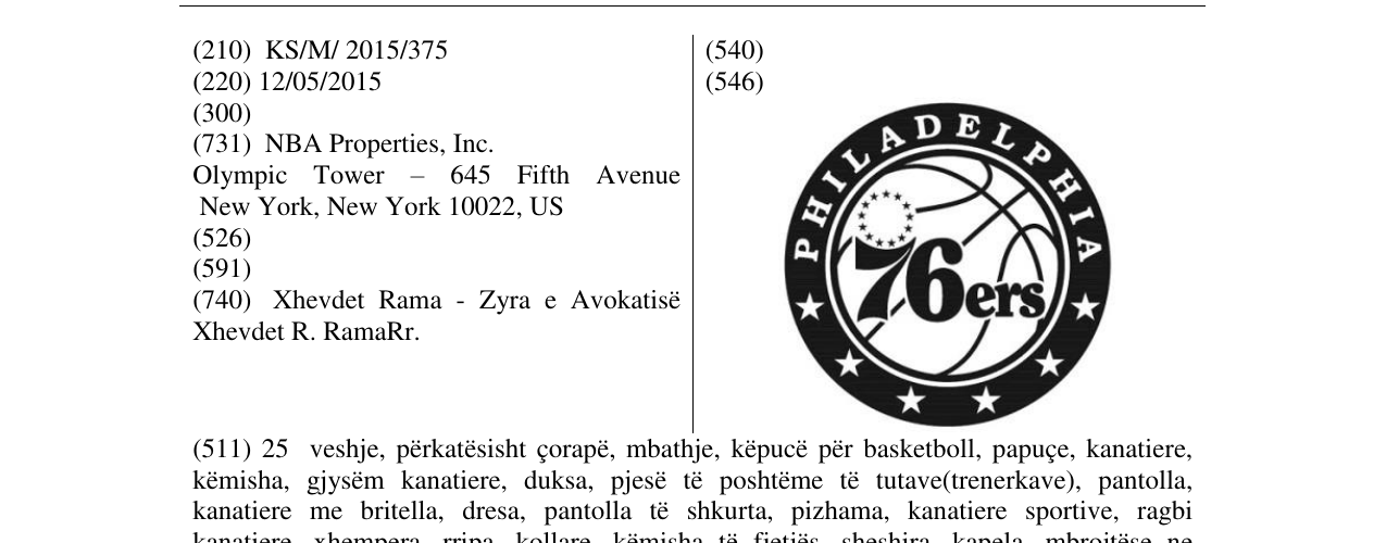 Zëri i markës 76ers në buletin