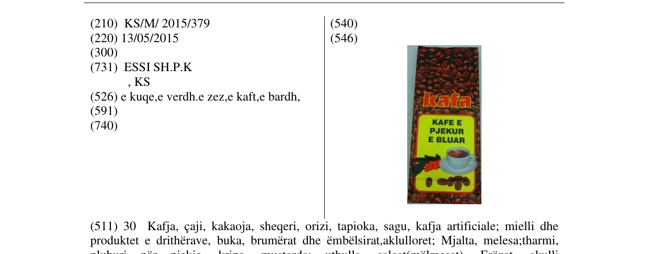 Zëri i markës kafa kafe e pjekur e bluar në buletin