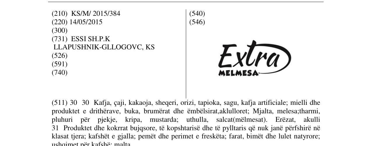 Zëri i markës extra MELMESA në buletin