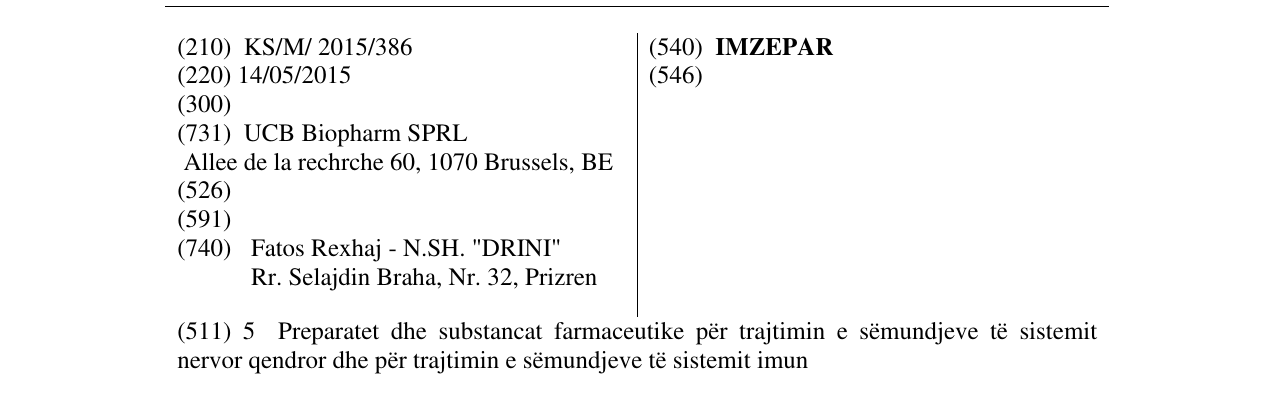 Zëri i markës IMZEPAR në buletin