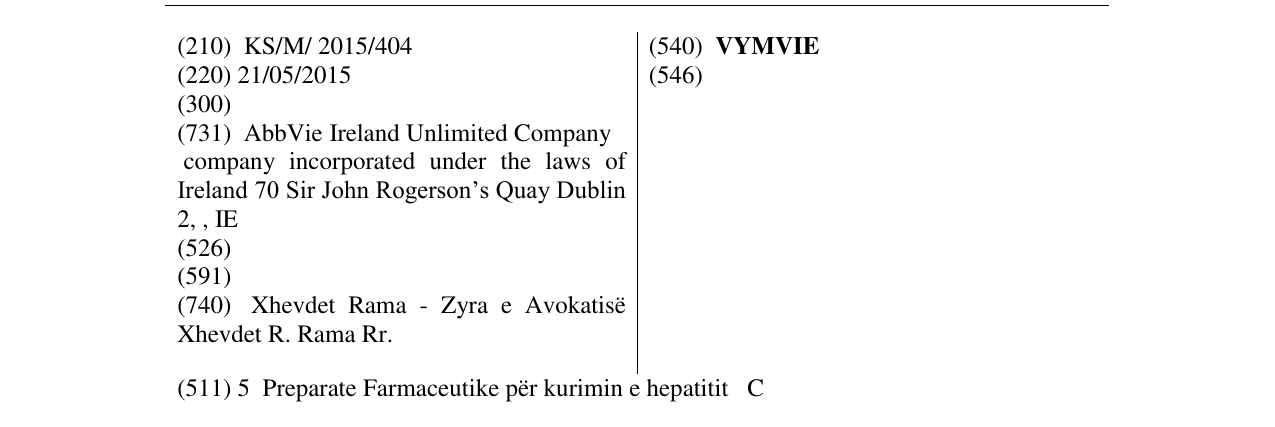 Zëri i markës VYMVIE në buletin