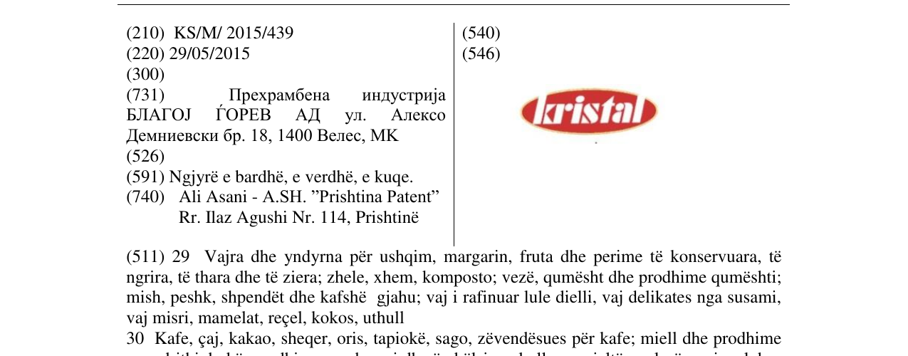 Zëri i markës kristal në buletin