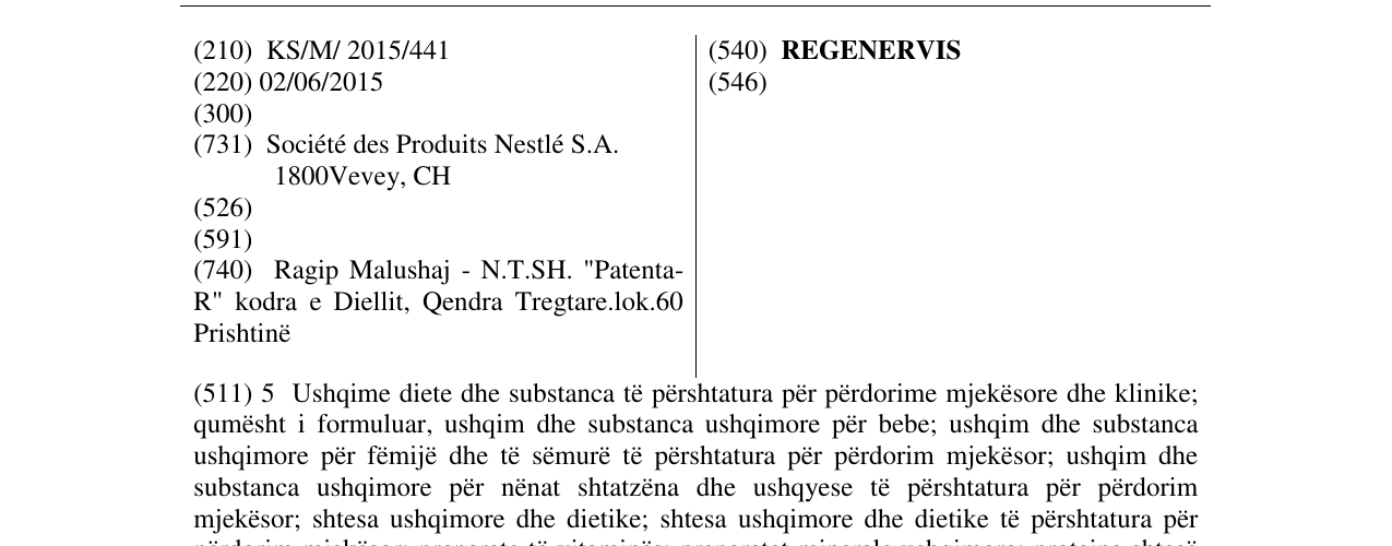 Zëri i markës REGENERVIS në buletin