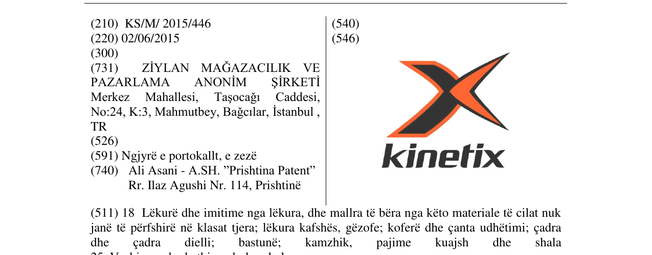 Zëri i markës Kinetix në buletin