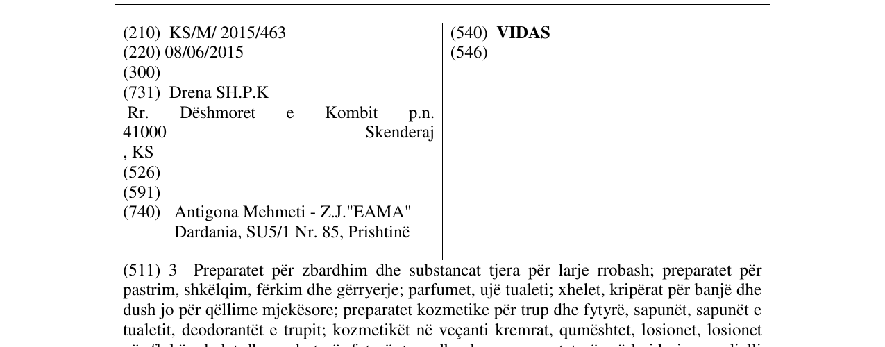 Zëri i markës VIDAS në buletin